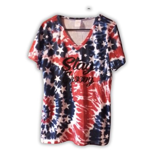 Ladies Red White Blue Tye Dye Tees